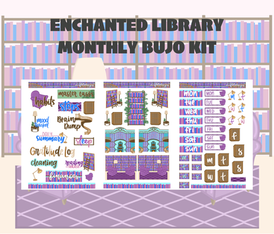 Enchanted Library Monthly Bujo Sticker Kit Digital Download