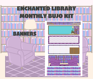 Enchanted Library Monthly Bujo Sticker Kit Digital Download