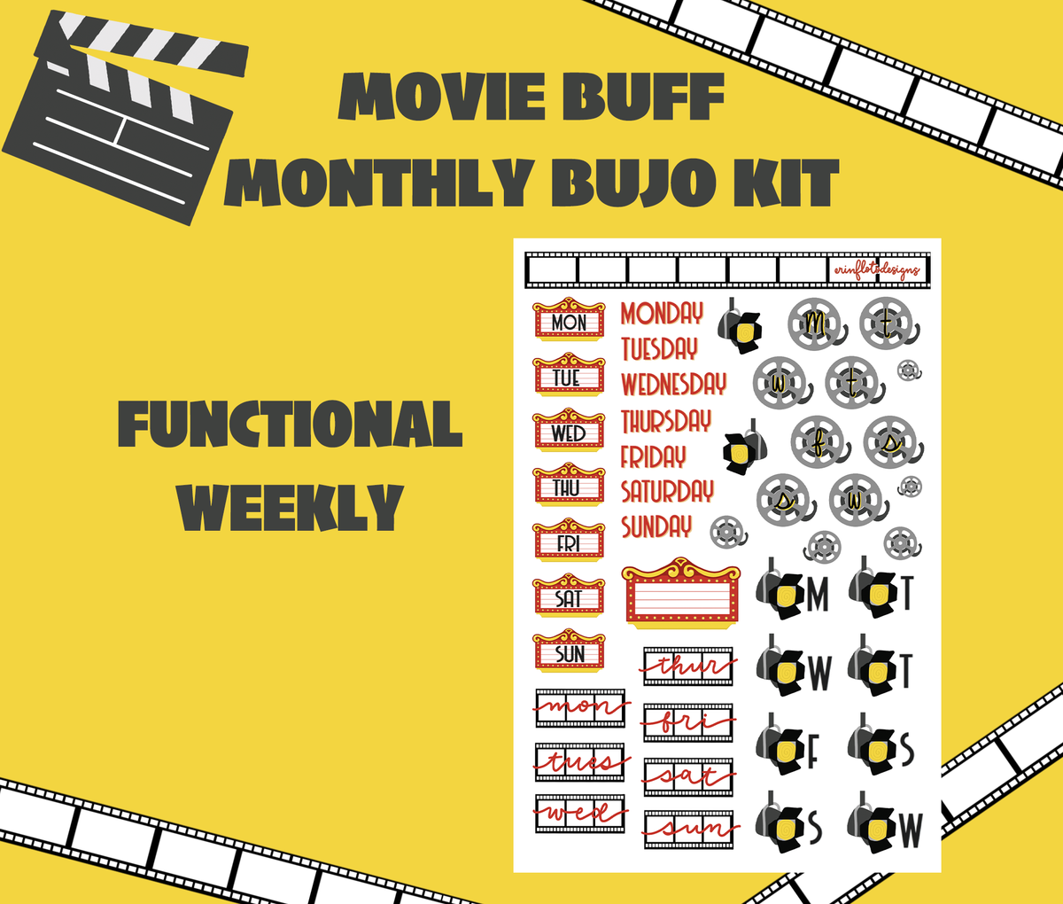 Movie Buff Monthly Bujo Sticker Kit Digital Download – Erin Floto Designs