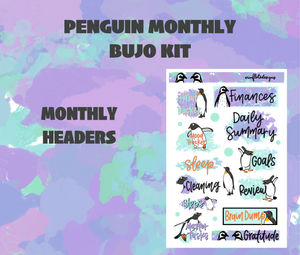 Penguin Monthly Bujo Sticker Kit Digital Download