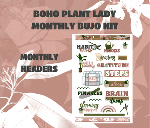 Plant Lady Monthly Bujo Sticker Kit Digital Download