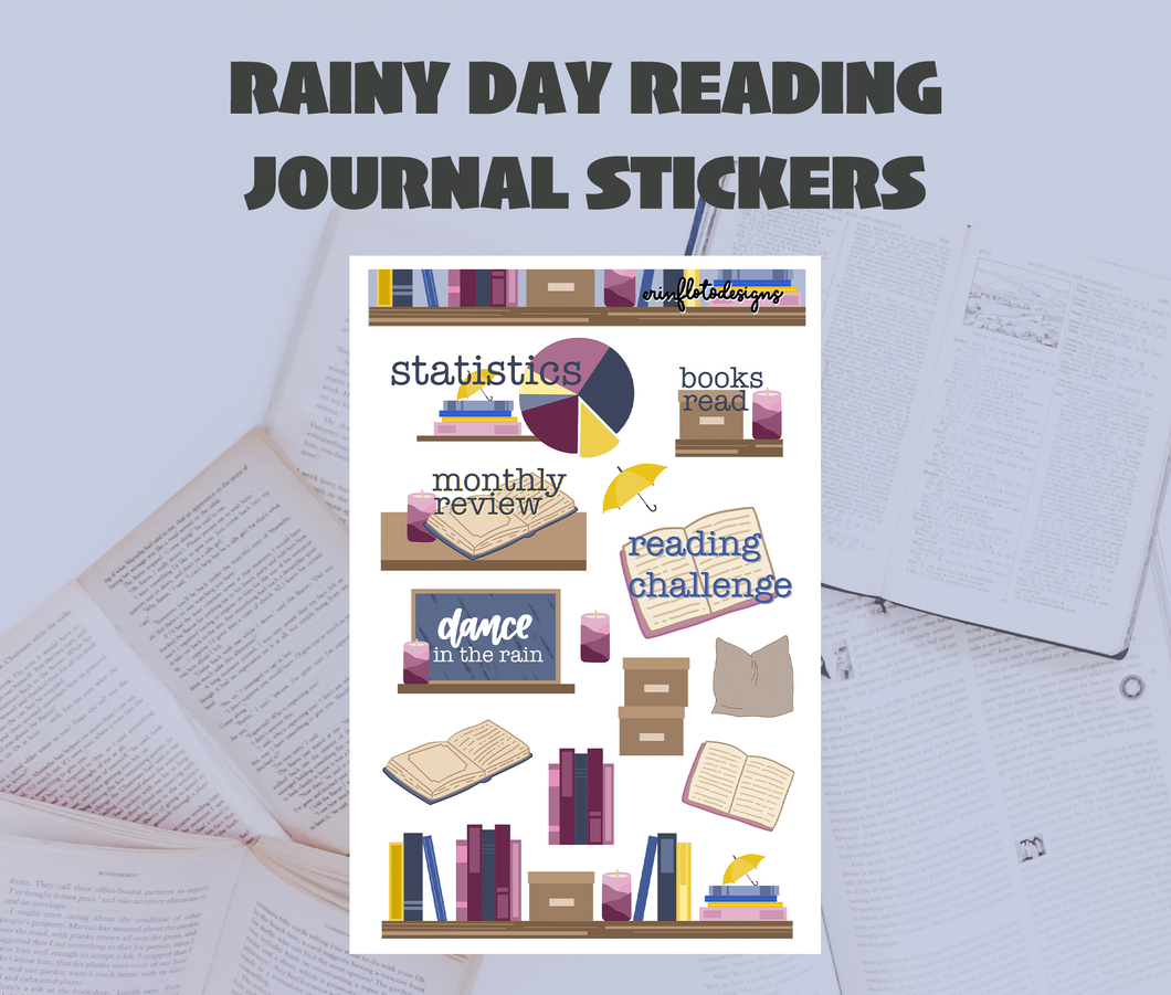 Digital Download - Rainy Reading Journaling Stickers