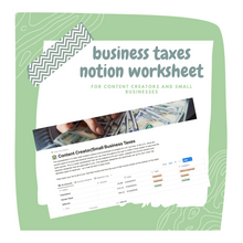 Notion Content Creator and Small Business Owner Tax Digital Dashboard